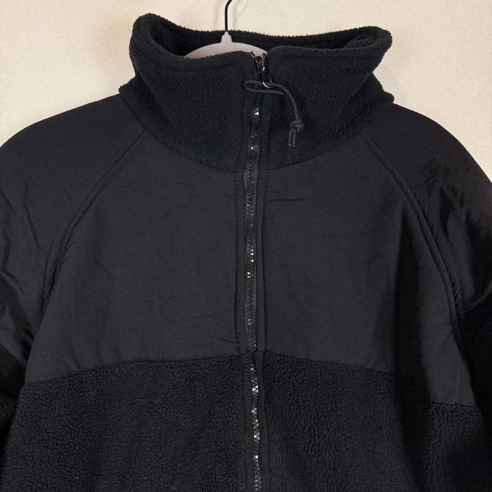 Polartec Jacket Mens Large Black Fleece Full Zip Cold Weather Lined Military